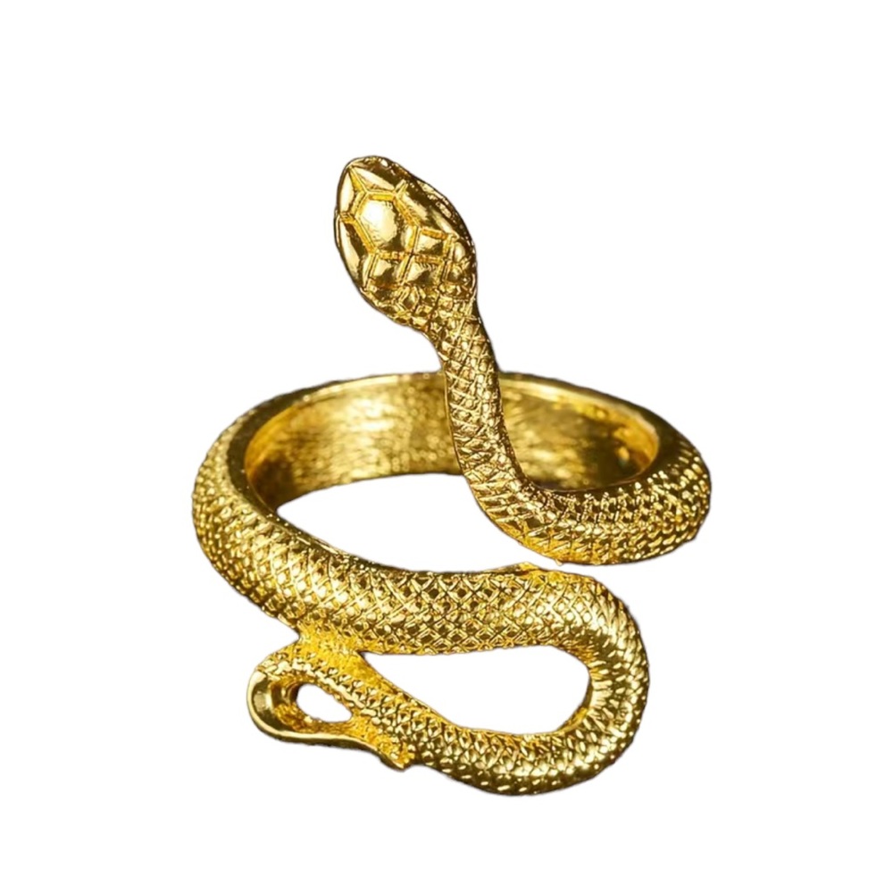 Gold Ribbed Snake Adjustable Ring